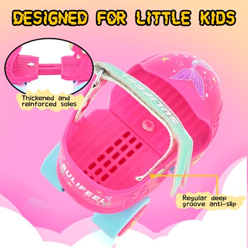 Kids Adjustable Quad Roller Skates - Mermaid Pink, Size 4-12