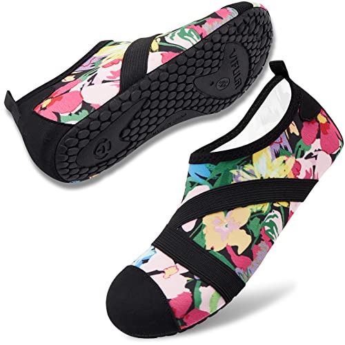 Quick Dry Aqua Shoes for Women & Men - Colorful Flowers