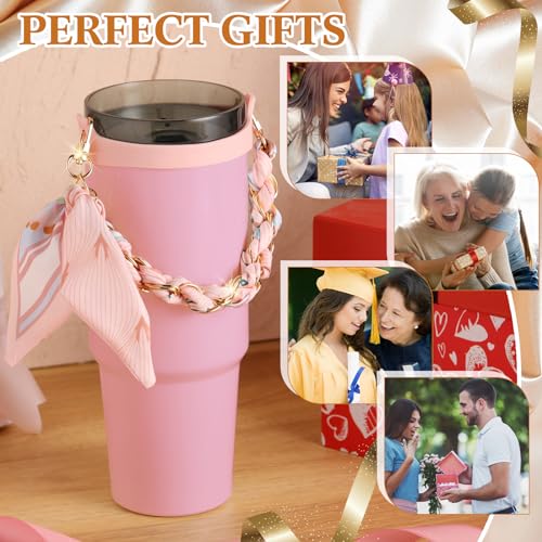 Silicone Water Bottle Holder with Sling - Striped Pink