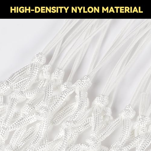 Heavy Duty Basketball Net Replacement - 12 Loops, All Weather, White