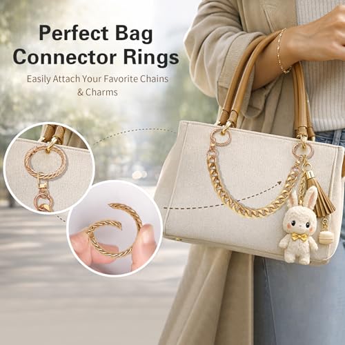 1-Inch Twisted O Ring Keychain Clips - 4 Pack Light Gold