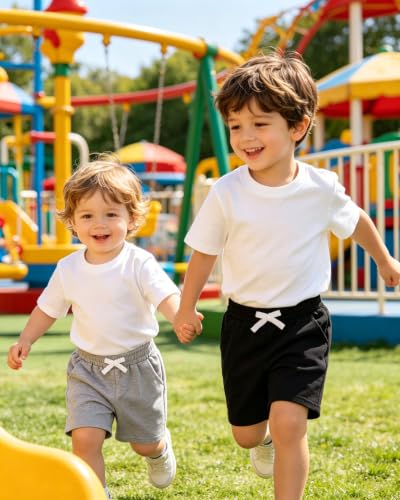 Toddler Boys Athletic Shorts 3 Pack Summer Soccer Basketball Pants Elastic Waist