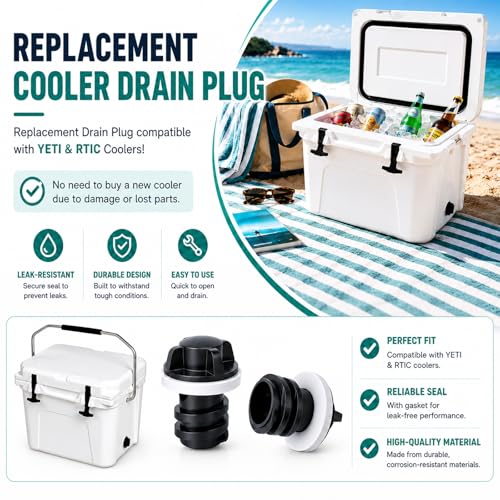 Leak-Proof Cooler Drain Plug Replacement for YETI & RTIC Models