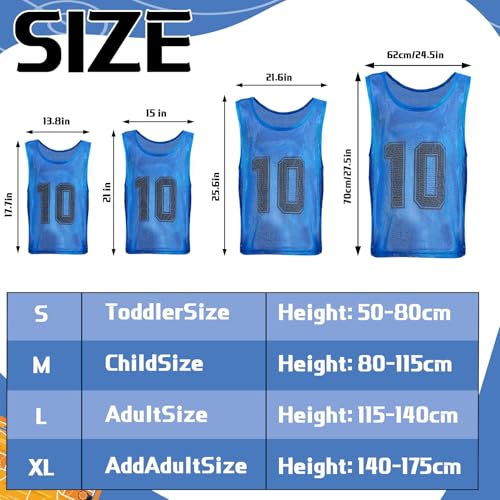 24-Pack Youth Soccer Pinnies Mesh Training Vests - Reversible