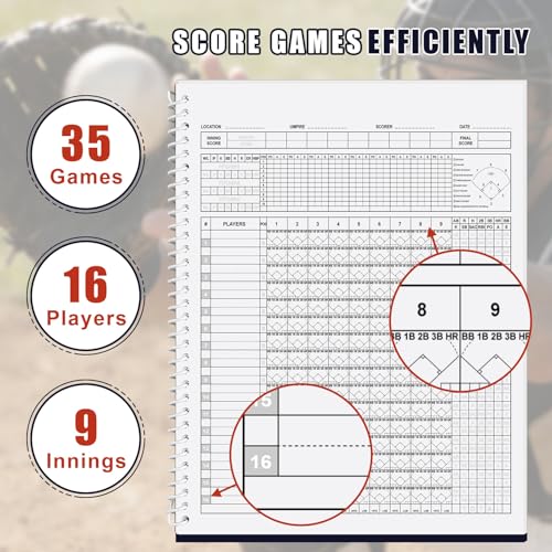 Baseball Softball Scorebook - 35 Games, 8.5" x 11" - Horizontal