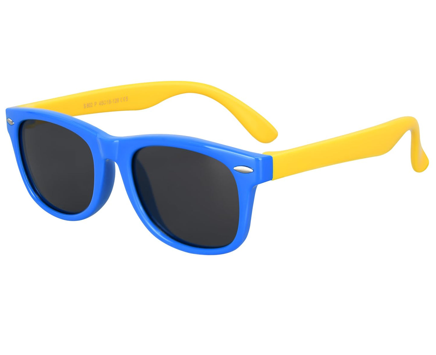 Mdvora Kids Polarized Sunglasses, Toddler Sunglasses UV Protection Flexible Rubber Glasses Shades(1pcs, Blue-yellow)