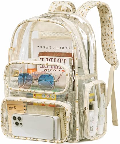 Clear Heavy Duty Backpack 17" Transparent Bookbag with Padded Straps