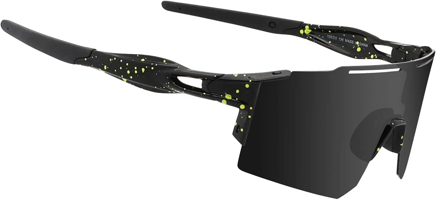 OULAIQI Cycling Sunglasses Polarized Sunglasses for Cycling Men Women with 1 Lens or 3 Interchangeable Lens Baseball Glasses