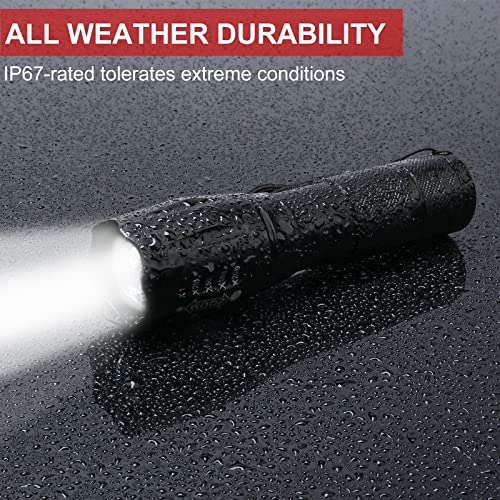 COSOOS Tactical LED Flashlight with Holster, Waterproof, 5-Mode, Zoomable, High Lumens, Emergency & Outdoor Hiking Gear