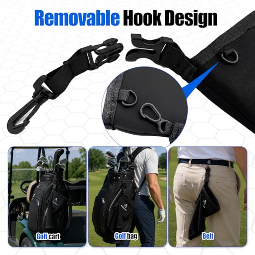 Golf Club & Ball Cleaner Bag with Towel & Clips — Portable Wet/Dry Pouch