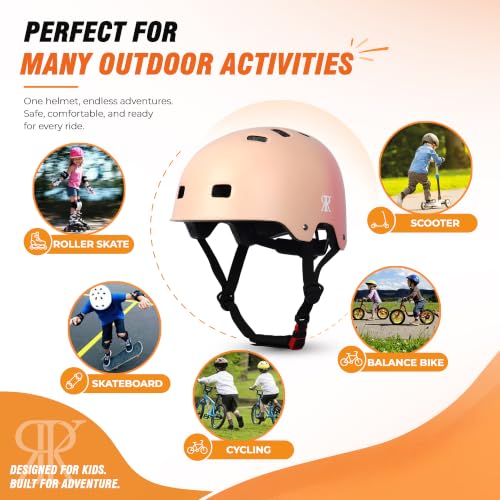 Kids Bicycle Helmet for Boys & Girls - Peach Pink Gradient, Medium (21.3-22.5")
