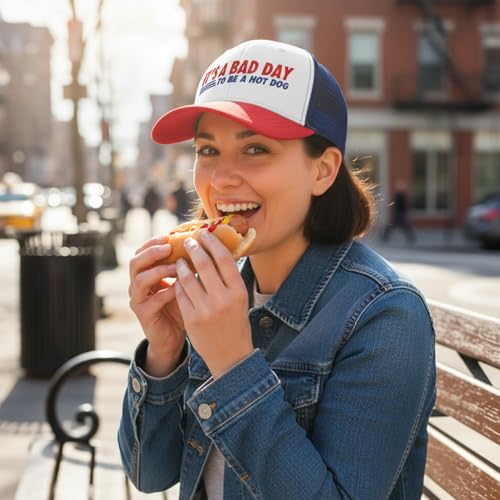 Funny It's A Bad Day to Be A Hot Dog Trucker Hat - Classic Embroidered Baseball Cap, One Size, Colorc
