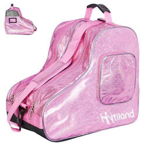 Hytiland Dazzling Pink Holographic Skate Bag for Inline & Ice Skates - Spacious & Water-Resistant
