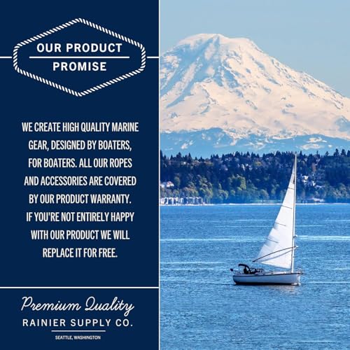 RainierSupplyCo 15ft Navy Blue Double Braided Nylon Dock Lines 2 Pack for Boat Mooring