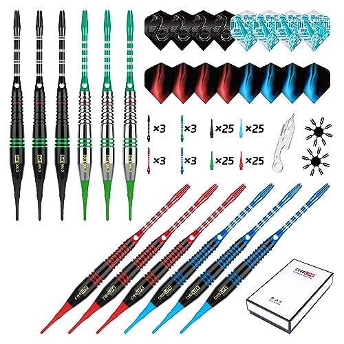 CyeeLife Soft Tip Darts Set 12 Pcs with Aluminum Shafts & Tips for Electronic Dartboards