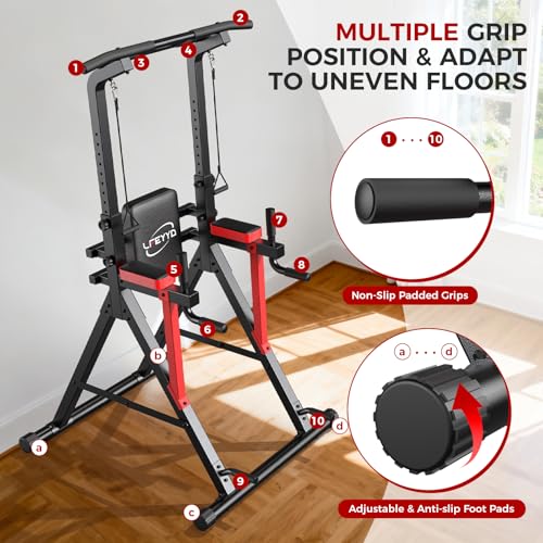 Power Tower Pull Up Bar - Free Standing Dip Station Set - 400LBS