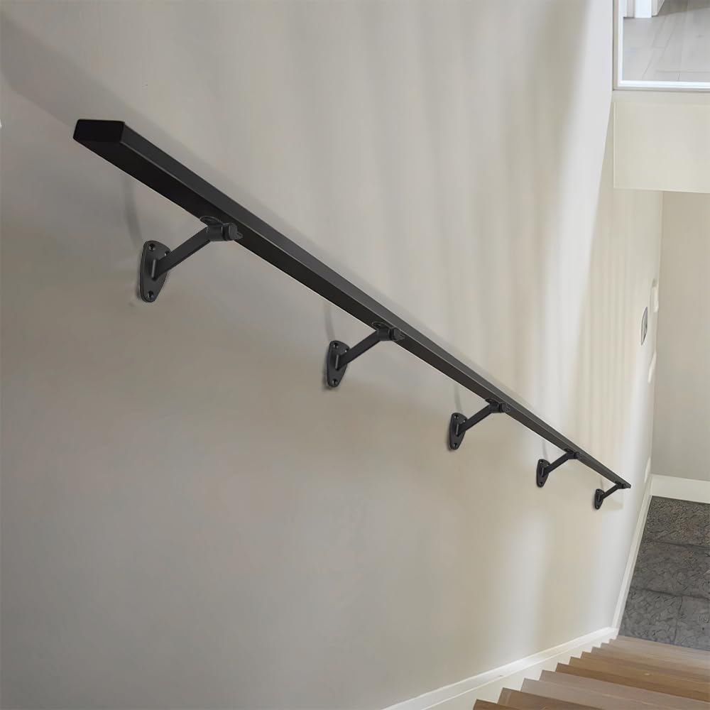 ktumeware 3 Inch 6 Pack Matte Black Handrail Stair Brackets Suitable for Indoor and Outdoor Staircase/Balcony/Corridor Staircase Support handrail Brackets