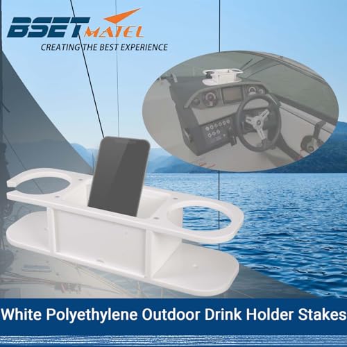 Marine Cup Holder with Storage - Reinforced Stainless Steel Core, 2-Drink Boat Console Organizer