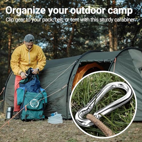 Stainless Steel Spring Snap Hook Carabiner Clips - 2.25 Inch, Set of 6