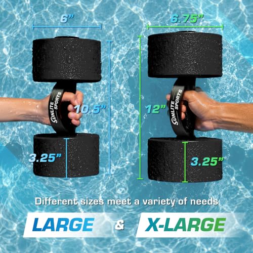 X-Large Black Water Dumbbells for Pool Exercise - Sunlite Sports