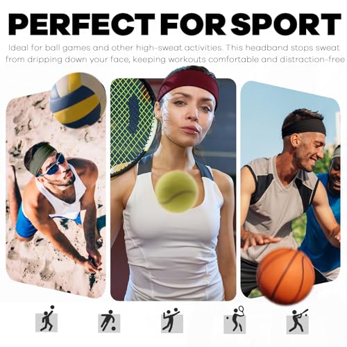 Moisture-Wicking Headbands - 5 Pack Non-Slip Workout Gear