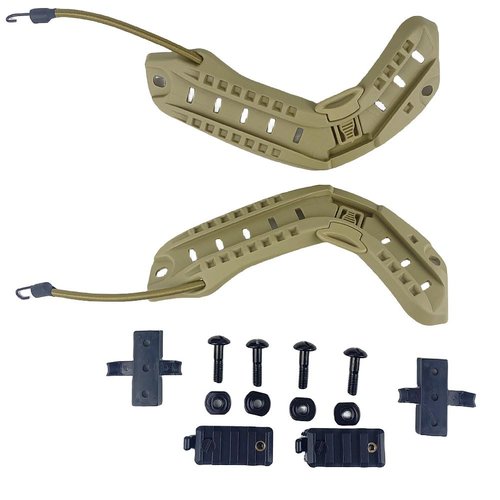 H World Shopping Tactical Airsoft Helmet Side Rail Guide Set + NVG DEVGRU Lanyard for Fast PJ BJ HighCut Helmet DE