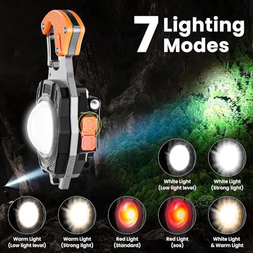 Portable Rechargeable Keychain Flashlight with Magnet Base - 7 Modes