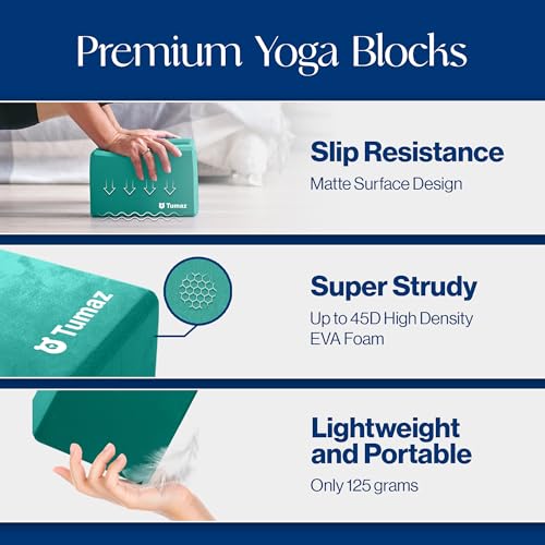 High-Density EVA Foam Yoga Blocks 2 Pack - Non-Slip Green