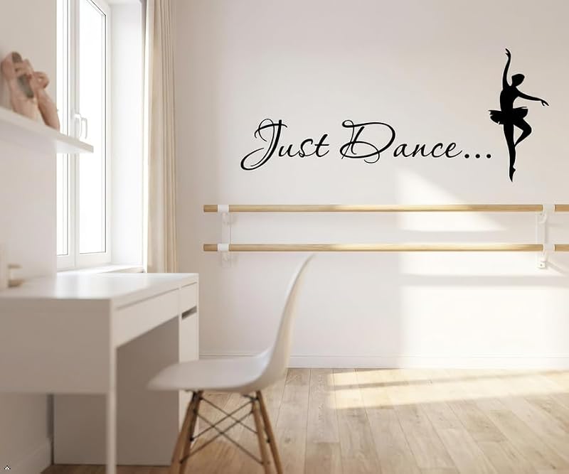 Picniva Just Dance Black Vinyl Wall Decal Studio Decor 10x22