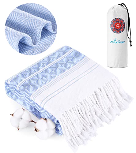 Antfuny Thicker Petrol Beach Towel 72x36 inch Quick-Dry Sand-Free Oversized Blue