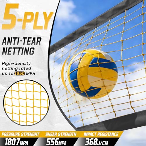 12FT Portable Volleyball Net - Adjustable Height, Freestanding with Carry Bag