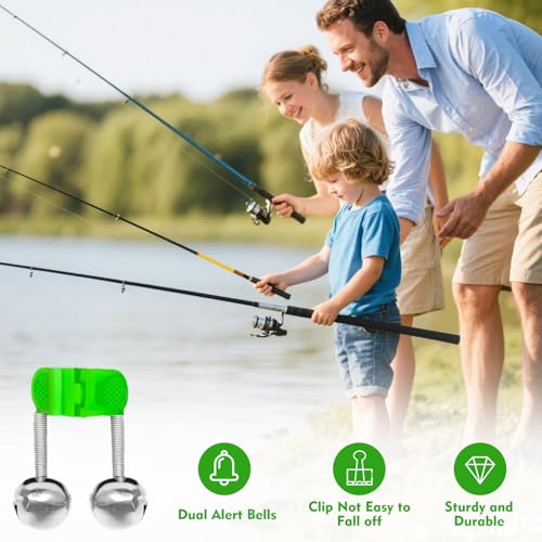 Dual Alert Fishing Bells Clip On Night Ice Rod Bell Set - 50 pcs