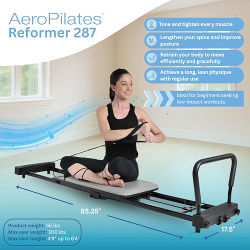 AeroPilates Reformer with Oak Wood Base - Standard Gray
