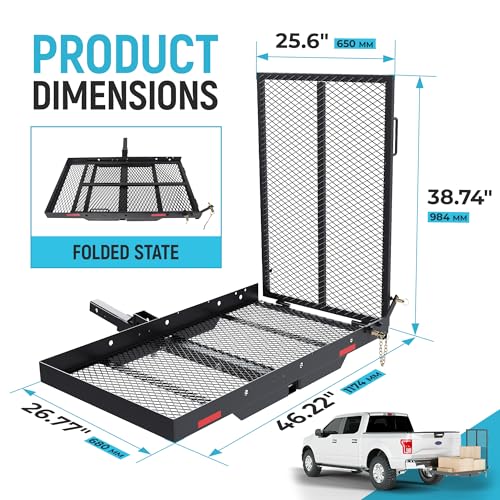 Hitch Cargo Carrier with Ramp - 500 Lbs Capacity, Foldable Design