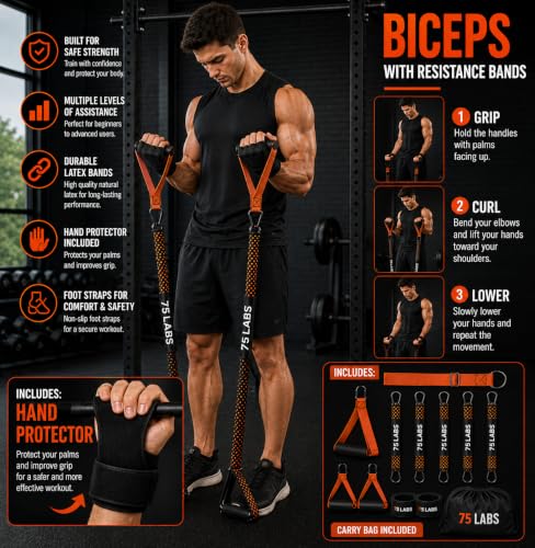 Pull Up Assistance Bands Set with Padded Straps & Handles