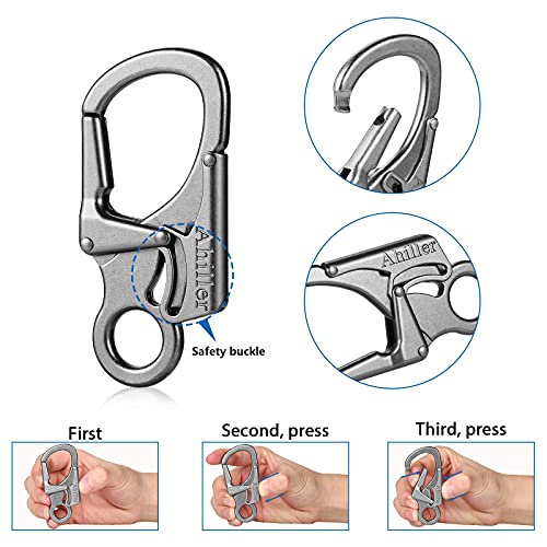 Ahiller Dual Lock Carabiner Clip, Zinc Alloy Keychain for Outdoor