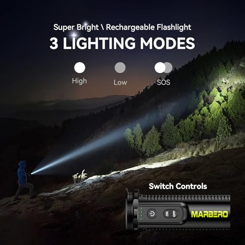 Rechargeable Flashlight - High Lumens, 4000mAh Battery, 3 Modes