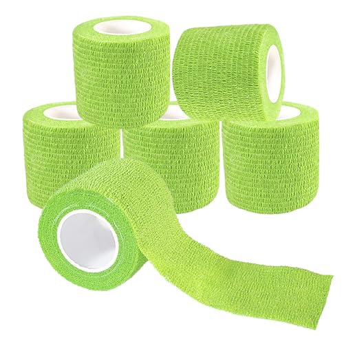 Self Adhesive Bandage Wrap - 6 Pack, 2" x 5 Yards, Green