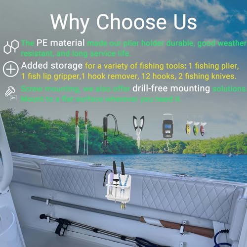 Boat Knife and Plier Holder with Marine Storage Organizer - Close Knife Rest