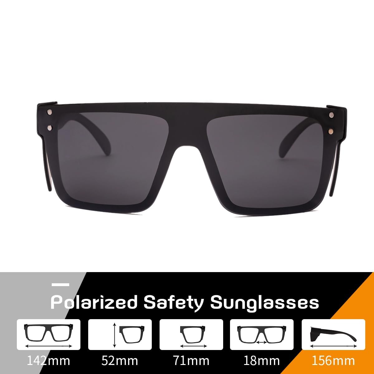 BEASVFE Z87 Polarized Safety Glasses Sunglasses Smoke Grey Lenses,Wrap Around Frame, Unisex Sunglasses for Men and Women (Smoke)