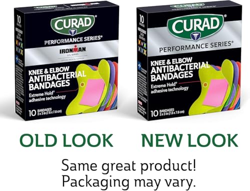 Antibacterial Adhesive Bandages for Elbows and Knees, 3" x 3", 10 Count