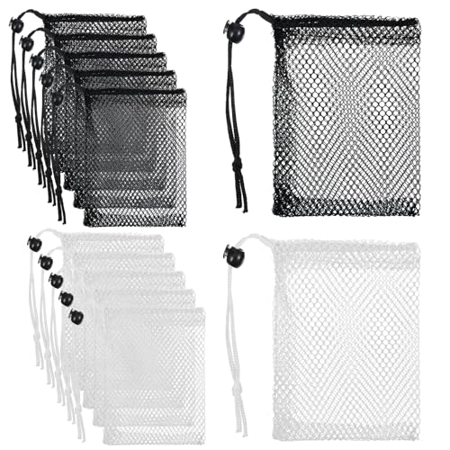 10 Pcs Small Mesh Drawstring Bags - Nylon Storage Bags for Organizing