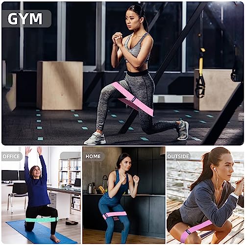 Fabric Resistance Bands Set - 5 Levels Booty Bands for Home Fitness - Purple, Light Pink, Green