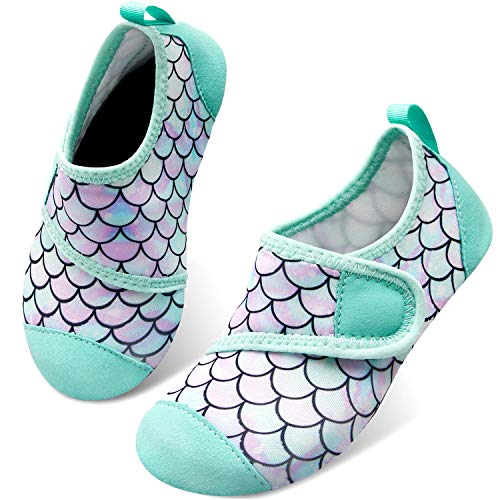 Kids Water Shoes - Quick Dry Aqua Socks for Beach & Sport - Size 12.5-13 Little Kid / A Green Lotus
