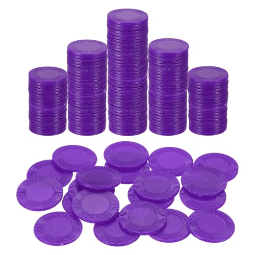 Plastic Poker Chips - 64 Pcs Mini Bingo Chips, 1 Inch, Purple