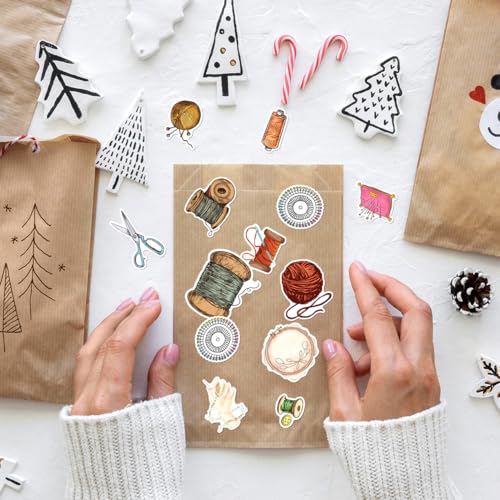 Sewing Tailoring Themed Vinyl Stickers Pack 50pcs for Scrapbooking Journals Crafting DIY Projects Enthusiasts and Crafters Bedroom Water Bottles Laptop Kids Teens Adults