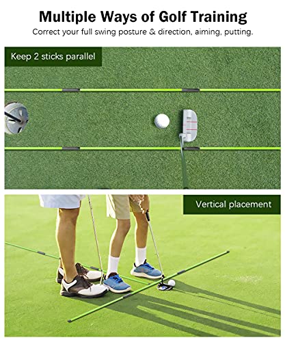Golf Alignment Sticks - Swing Trainer Training Aid, Green