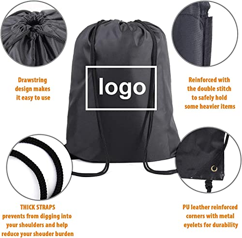 BeeGreen Black Drawstring Backpack Bags Bulk 2 Pack Large Gym Cinch Sack