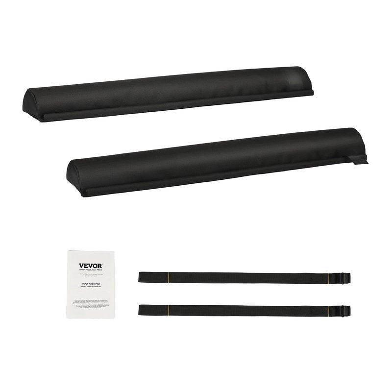 VEVOR Soft Roof Rack Pads, 28" Universal Car Roof Rack Pads for Various Crossbars, 88LBS Load Capacity Luggage Kayak Carrier with 2 Tie Down Straps & Velcros for SUPs Canoes Snowboards Paddle Boards