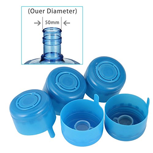 55mm Non-Spill Water Bottle Caps for 3 and 5 Gallon Jugs - 5 Pack
